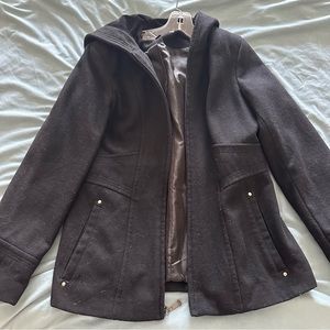 Fleet Street Black Wool Peacoat - Size Small